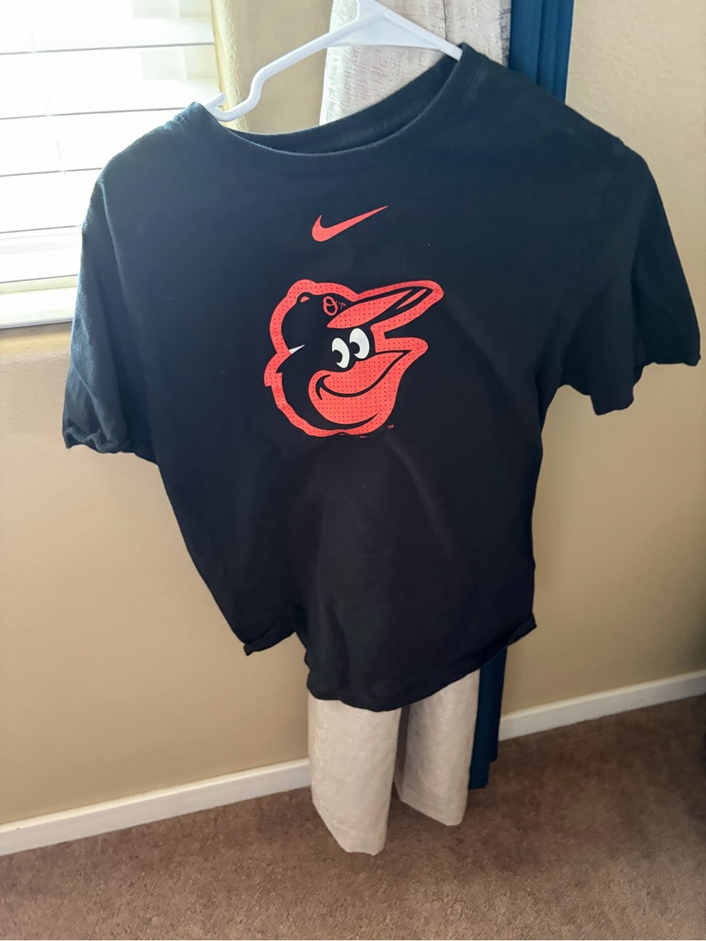 Nike Black Mens Tee with Orange Orioles Logo